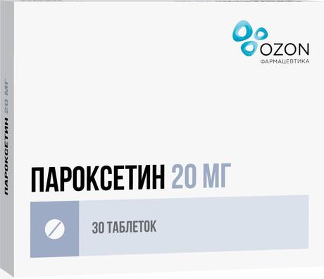 Фото Пароксетин таблетки, покрытые пленочной оболочкой 20 мг, 30 шт. (Озон)