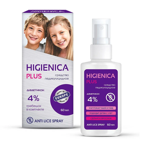 Фото Хигиеника Плюс, лосьон педикулицидный от вшей и гнид, 60 мл