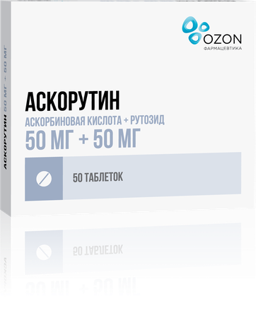 Фото Аскорутин, таблетки 50 мг+50 мг, 50 шт. (Озон)