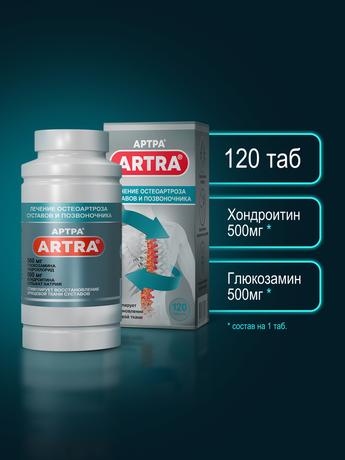 Фото Артра, таблетки покрытые пленочной оболочкой 500 мг+500 мг, 120 шт.