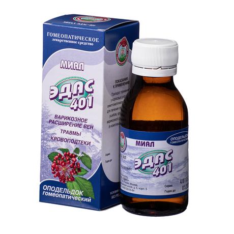 Фото Миал Эдас-401, для лечения варикозного расширения вен, оподельдок гомеопатический, 100 мл