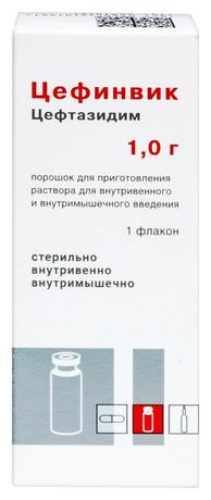 Фото Цефинвик, порошок для приготовления раствора внутривенного и внутримышечного введения1 г, флакон