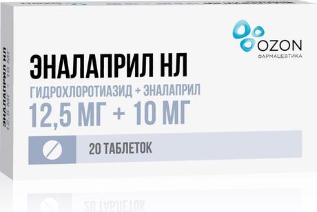 Фото Эналаприл НЛ, таблетки 12,5 мг+10 мг, 20 шт.
