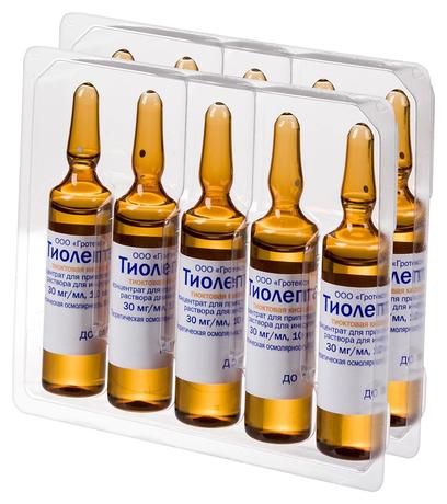Фото Тиолепта, раствор для инфузий 30 мг/мл, ампула 10 мл, 10 шт.