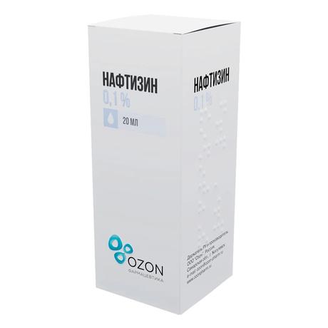 Фото Нафтизин, капли назальные 0,1 %, флакон 20 мл