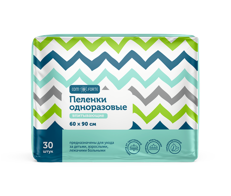 Фото Пеленки впитывающие одноразовые ComForte, 60х90 см, 30 шт.