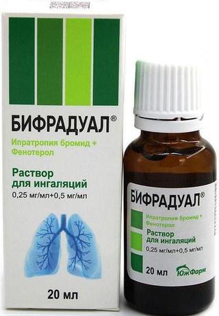 Фото Бифрадуал, раствор для ингаляций 0,25 мг+0,5 мг/мл, флакон 20 мл