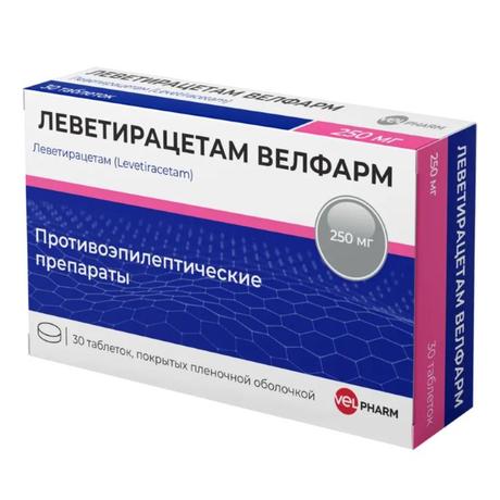 Фото Леветирацетам Велфарм, таблетки покрыт. плен. об. 250 мг, 30 шт.