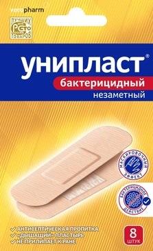 Фото Унипласт, лейкопластырь бактерицидный незаметный 1.9 см x 7.2 см, 8 шт.