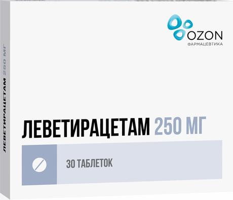 Фото Леветирацетам таблетки, покрытые пленочной оболочкой 250 мг, 30 шт. (Озон)