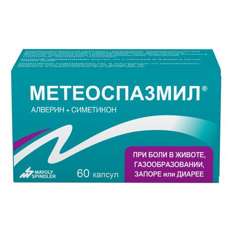 Фото Метеоспазмил, капсулы 60 мг+300 мг, 60 шт.