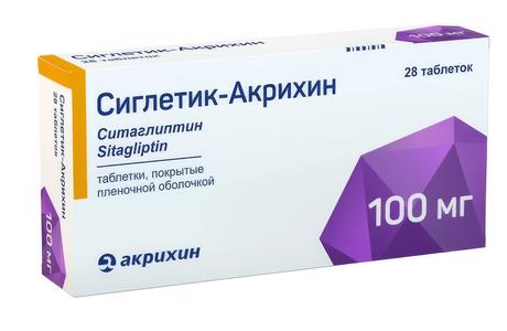 Фото Сиглетик-Акрихин таблетки, покрытые пленочной оболочкой 100 мг, 28 шт.