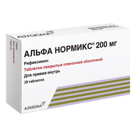 Фото Альфа Нормикс, таблетки покрыт. плен. об. 200 мг, 28 шт.