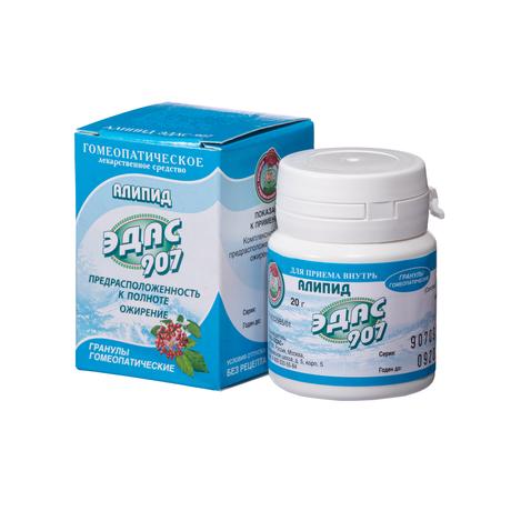 Фото Алипид Эдас-907, для лечения предрасположенности к полноте, гранулы гомеопатические, 20 г 