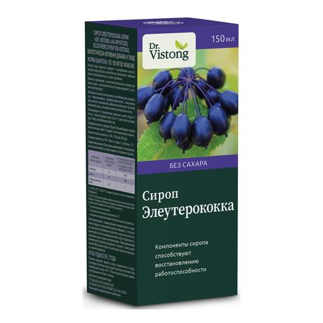 Фото Dr.Vistong, сироп Элеутерококка, без сахара, 150 мл