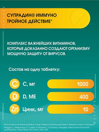 Фото Супрадин Иммуно Тройное действие, таблетки шипучие, 30 шт.