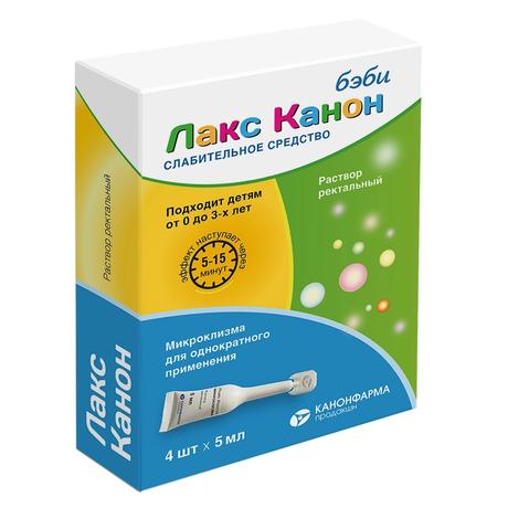 Фото Лакс Канон для детей, раствор ректальный микроклизмы 5 мл, 4 шт.