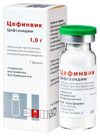 Фото Цефинвик, порошок для приготовления раствора внутривенного и внутримышечного введения1 г, флакон