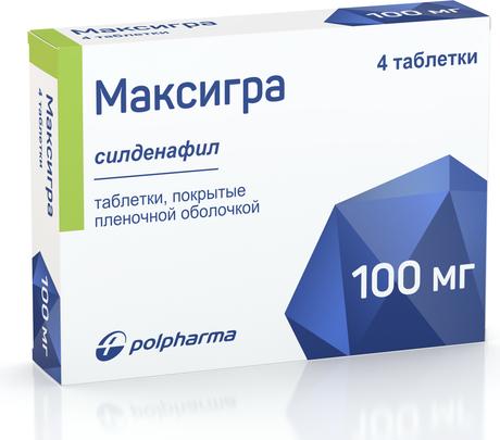 Фото Максигра, таблетки покрыт. плен. об. 100 мг, 4 шт.