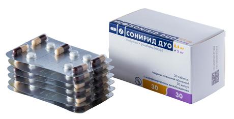 Фото Сонирид Дуо Набор, капсулы 0.4 мг и таблетки 5 мг, по 30 шт.