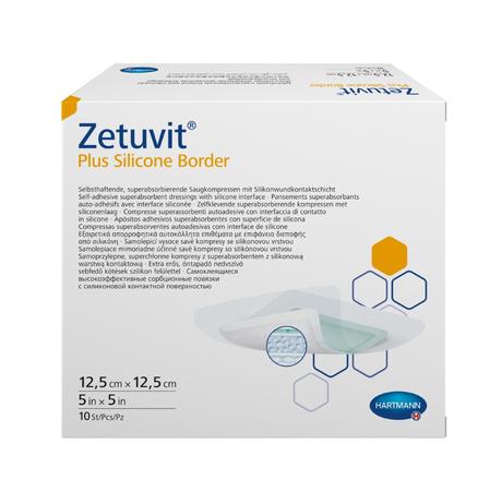 Фото Hartmann Zetuvit Plus Silicone Border, повязка самоклеющаяся (с контактн. слоем из силикона) 12,5 х 12,5 см, 10 шт.
