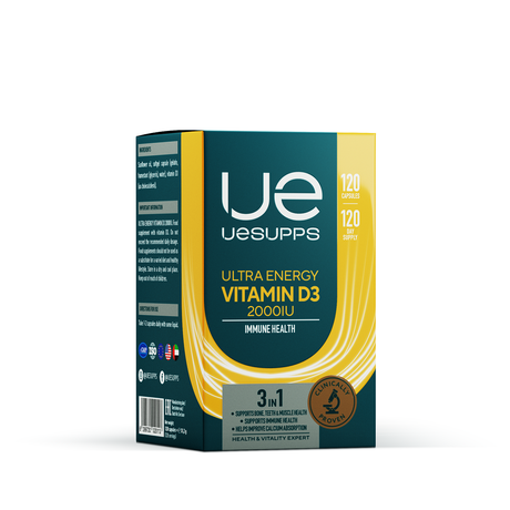 Фото UESUPPS Ультра Энерджи Витамин D3 2000 МЕ, капсулы, 120 шт.