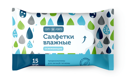 Фото Салфетки ComForte влажные освежающие, 15 шт.