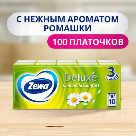 Фото Зева Делюкс, платочки носовые бумажные (ромашка), 100 шт.