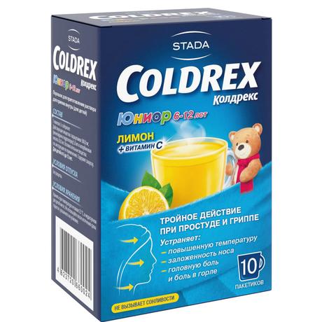 Фото Колдрекс Юниор, порошок для детей, 10 пакетиков