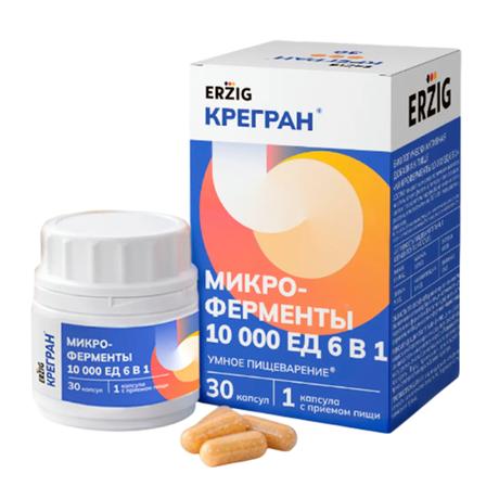 Фото Микроферменты 6 в 1 (Крегран), капсулы 10000 ЕД, 30 шт.
