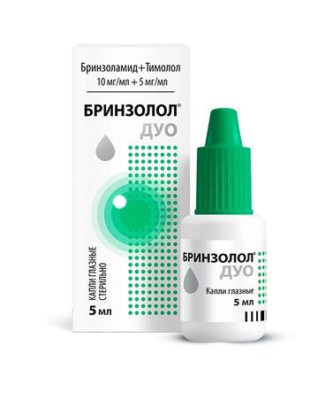 Фото Бринзолол Дуо, капли глазные 10 мг +5 мг/мл флакон-капельница 5 мл