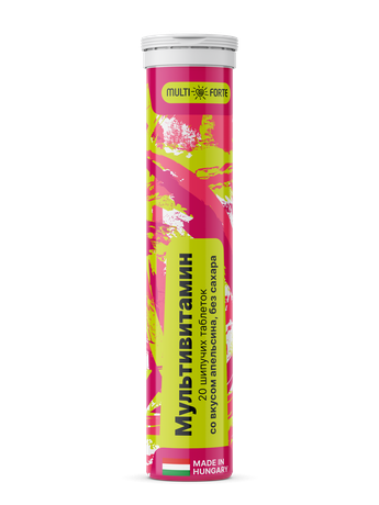 Фото Мультивитамин MultiForte, таблетки шипучие (апельсин без сахара), 20 шт.
