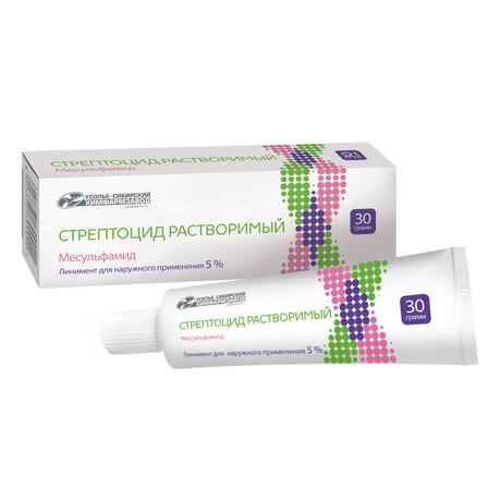 Фото Стрептоцид растворимый, линимент для наружного применения 5%, 30 г