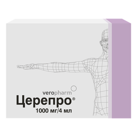 Фото Церепро, раствор для в/в и в/м введения 250 мг/мл ампула 4 мл, 5 шт.