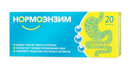 Фото Нормоэнзим, таблетки кишечнорастворимые, 20 шт