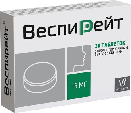 Фото Веспирейт, таблетки с пролонг. высвобождением 15 мг, 30 шт.