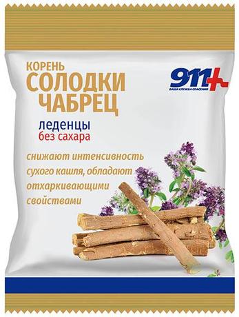 Фото 911 леденцы б/сахара (корень солодки/чабрец с вит С) 50 г х1