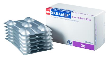 Фото Эквамер, капсулы 10 мг+20 мг+10 мг, 30 шт.