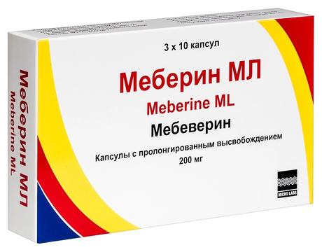 Фото Меберин МЛ, капсулы с пролонгированным высвобождением 200 мг, 30 шт.