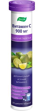 Фото Эвалар Витамин С 900 мг, таблетки шипучие, 20 шт.