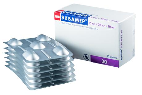 Фото Эквамер, капсулы 10 мг+20 мг+10 мг, 30 шт.