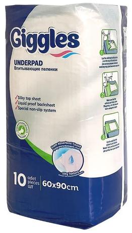 Фото Пеленки впитывающие для взрослых Giggles Underpad 60х90 см, 10 шт