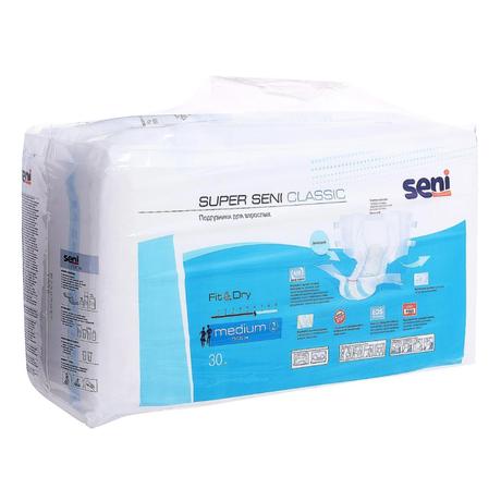 Фото Seni Super Classic подгузники для взрослых Medium (№2), 30 шт.