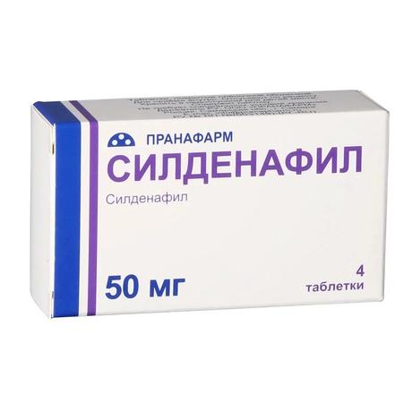 Фото Силденафил таблетки, покрытые пленочной оболочкой 50 мг, 4 шт.