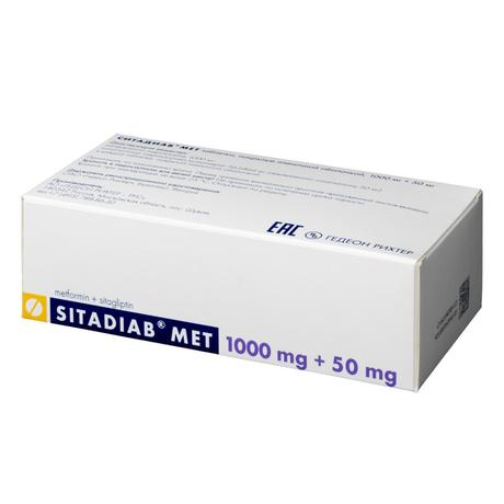Фото Ситадиаб Мет, таблетки покрыт. плен. об. 1000 мг +50 мг, 56 шт.