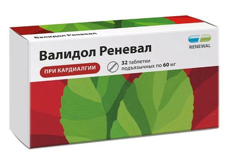 Фото Валидол Реневал, таблетки подъязычные 60 мг, 32 шт.