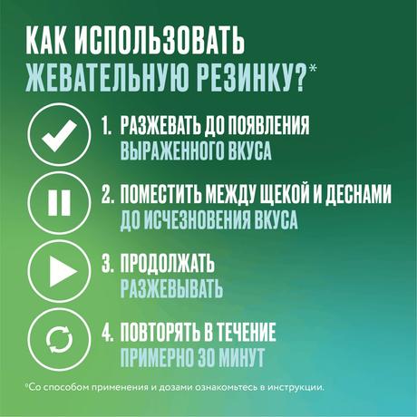 Фото Никоретте, резинка жевательная 2 мг (свежая мята), 30 шт.