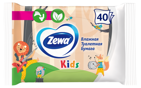 Фото Бумага туалетная влажная Зева Кидс, 40 шт. 