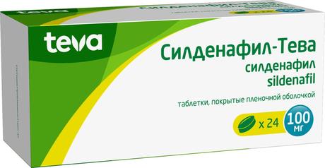 Фото Силденафил-Тева, таблетки 100 мг, 24 шт.