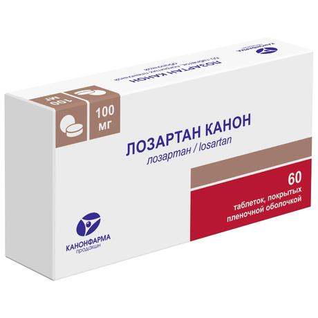 Фото Лозартан Канон, таблетки покрыт. плен. об. 100 мг, 60 шт.
